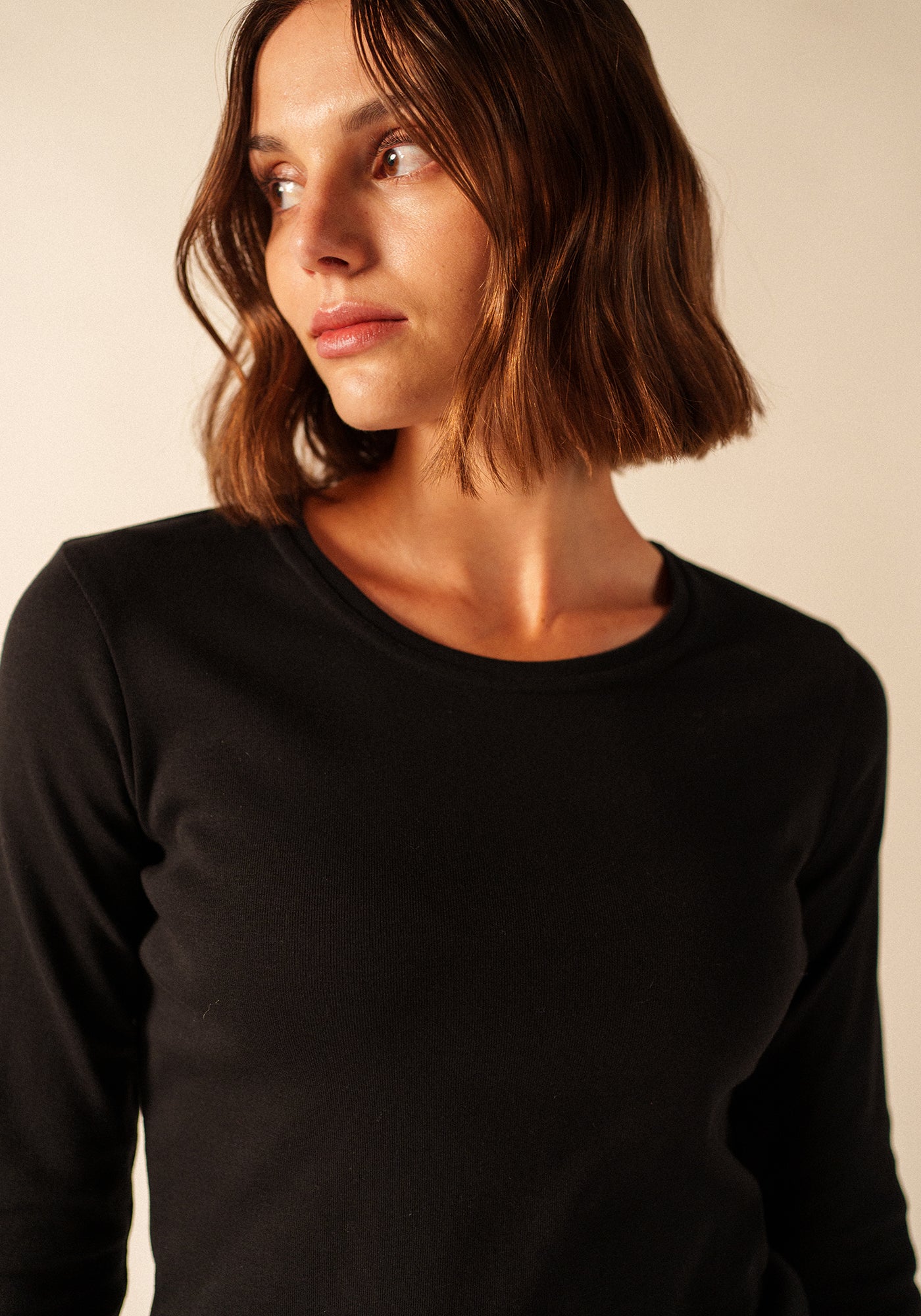Celina long sleeve t-shirt - round neck, in cotton (NOIR)