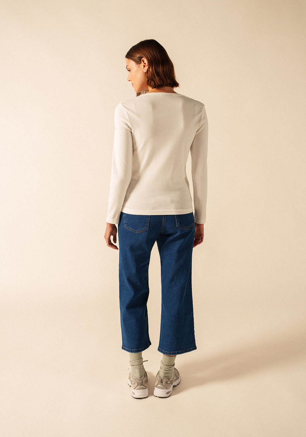 Celina long sleeve t-shirt - round neck, in cotton (ECUME)