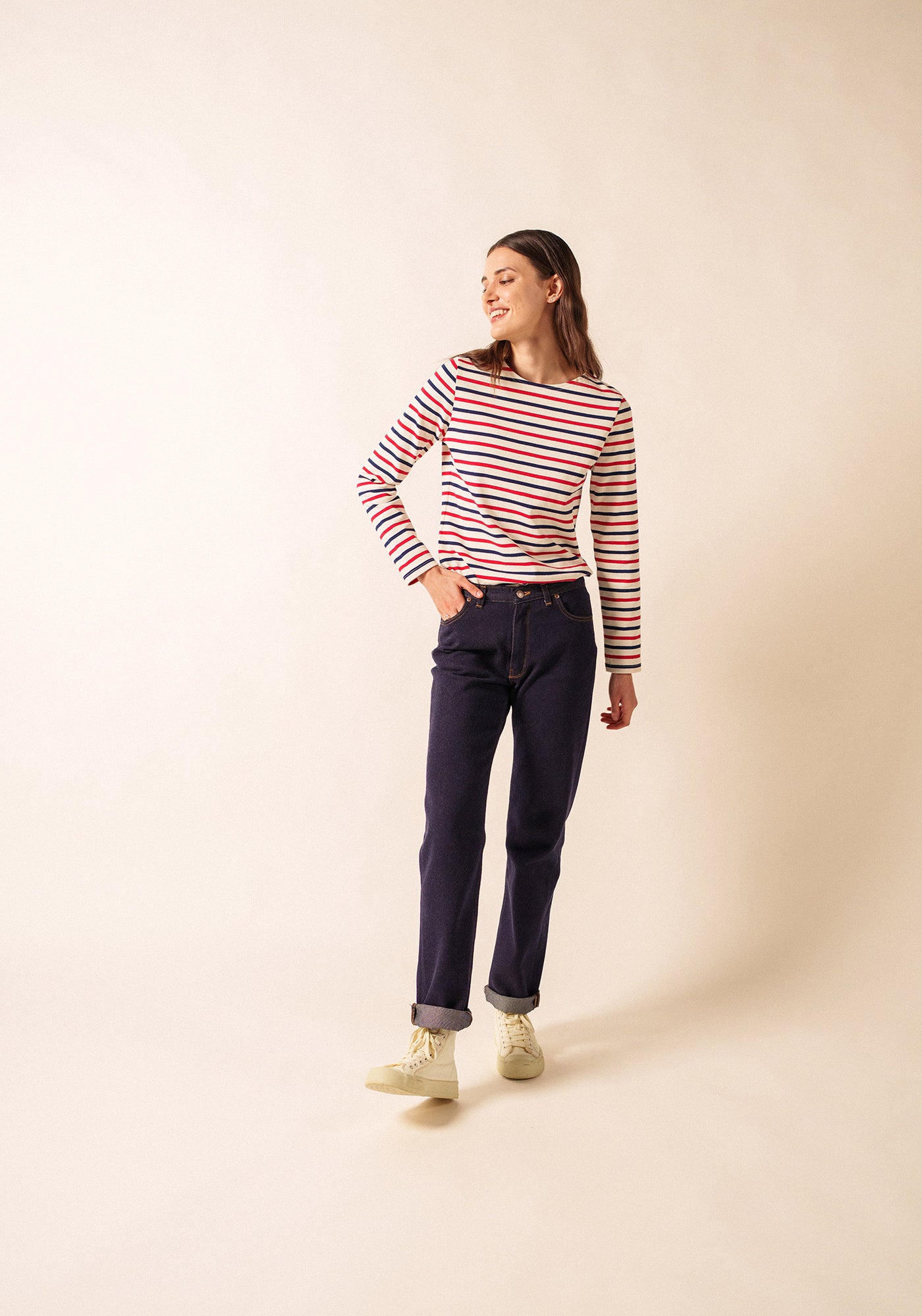 Méridame Breton shirt (ECRU/MARINE/TULIPE)