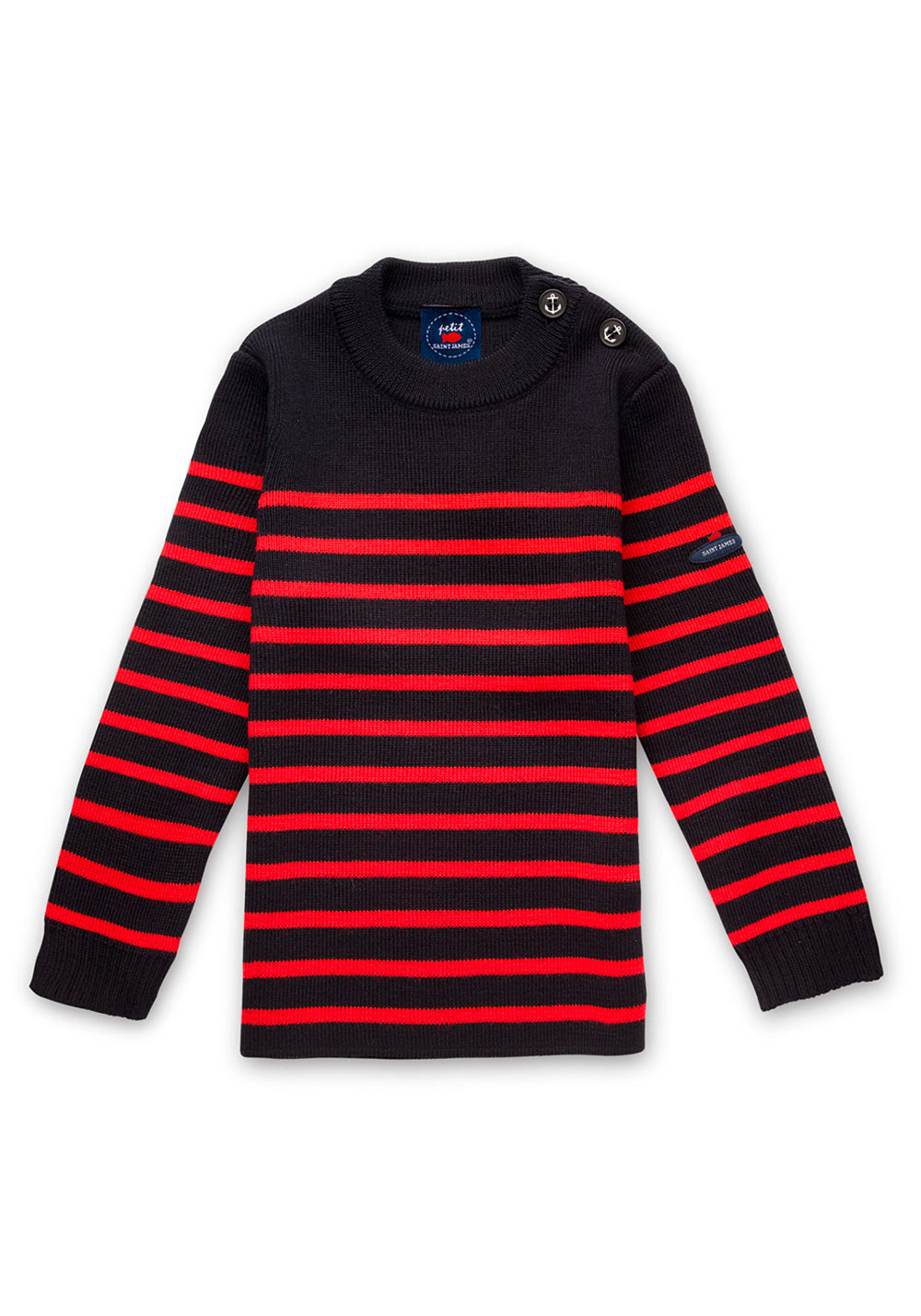 Moussaillon striped sailor jumper for kids - in blended wool (NAVY/ROUGE)
