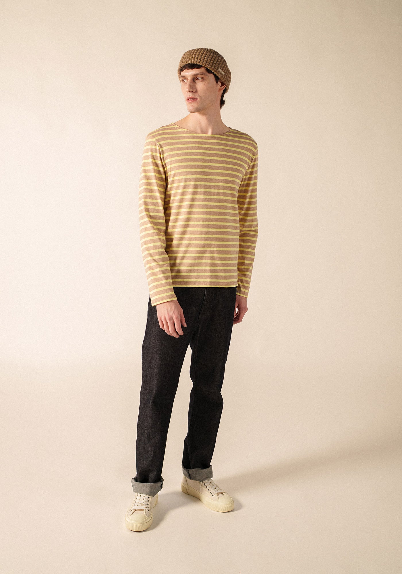 Minquiers Breton shirt (BEIGE CHINE/AUBE)