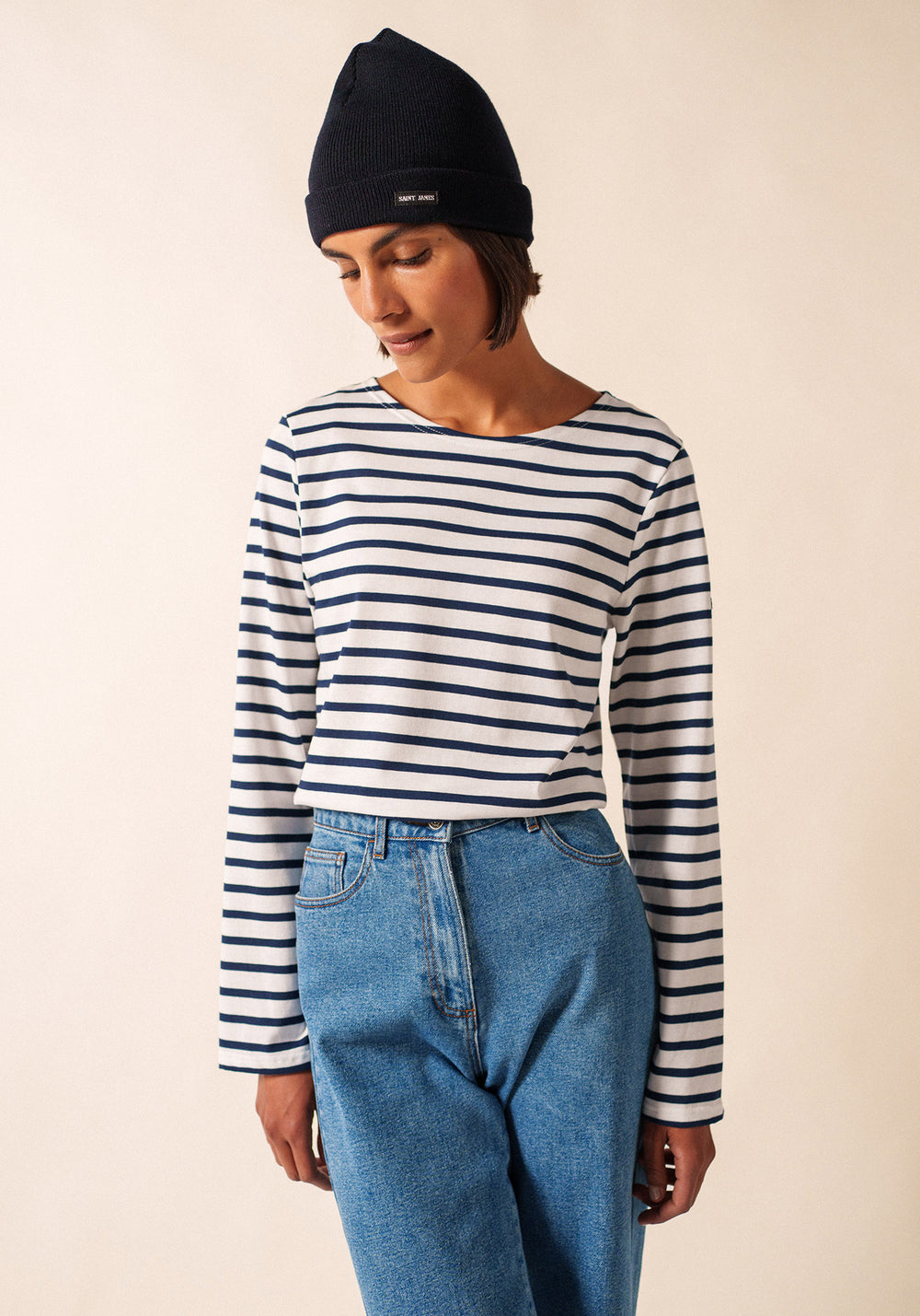Minquiers Breton shirt (NEIGE/MARINE)