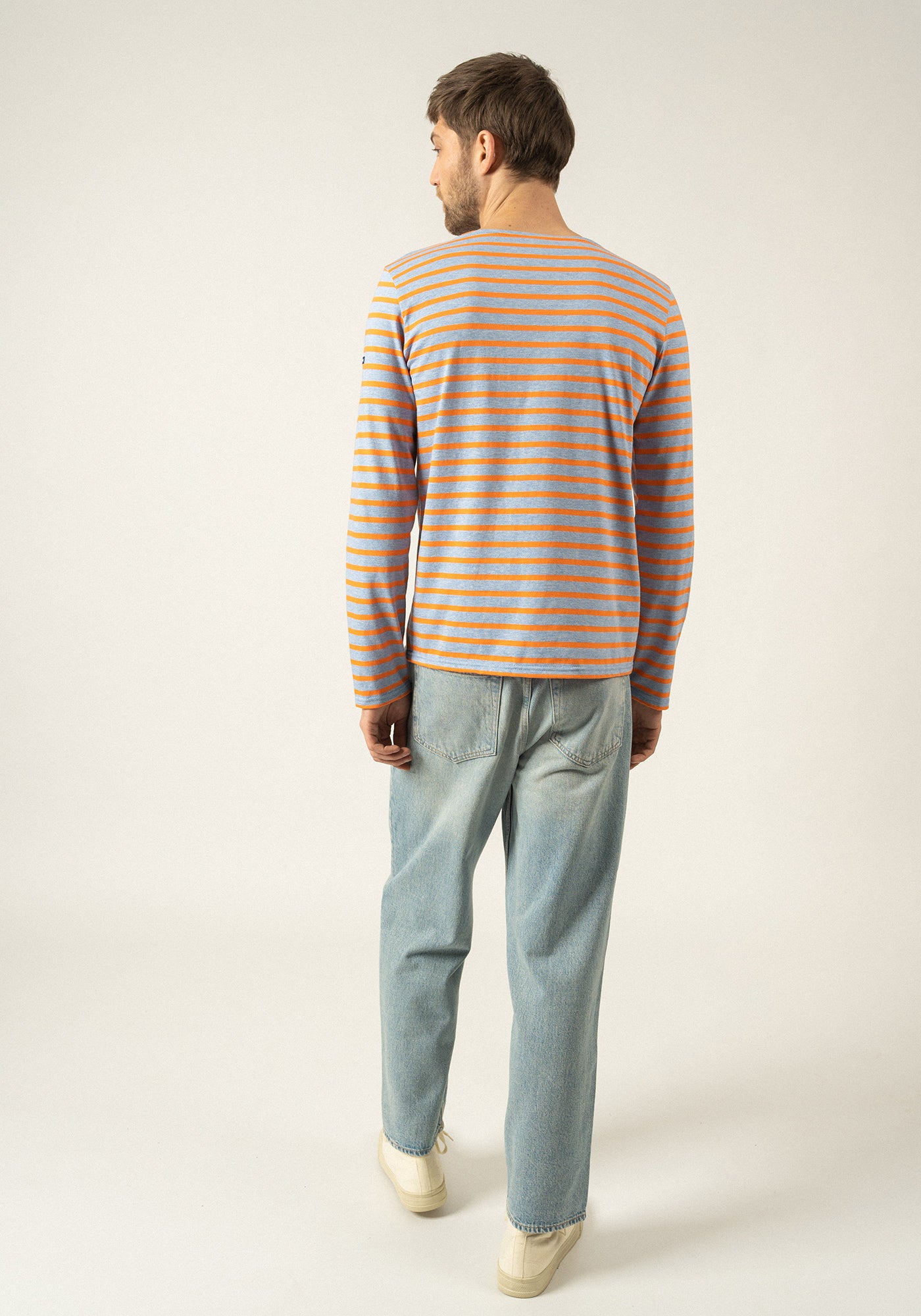 Minquiers Breton shirt (DENIM/ORANGE FLUO)