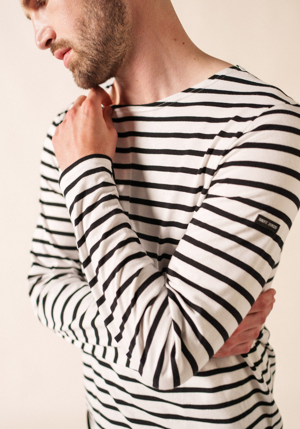 Minquiers Breton shirt (NEIGE/NOIR)