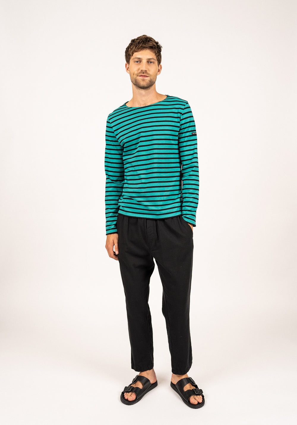 Minquiers Breton shirt (ABSINTHE/NOIR)