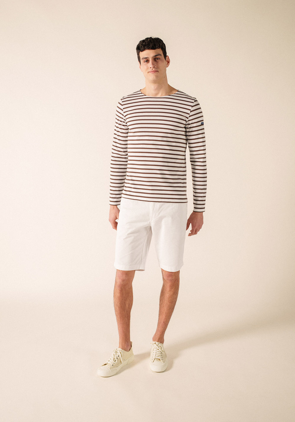 Minquiers Breton shirt (NEIGE/EXPRESSO)
