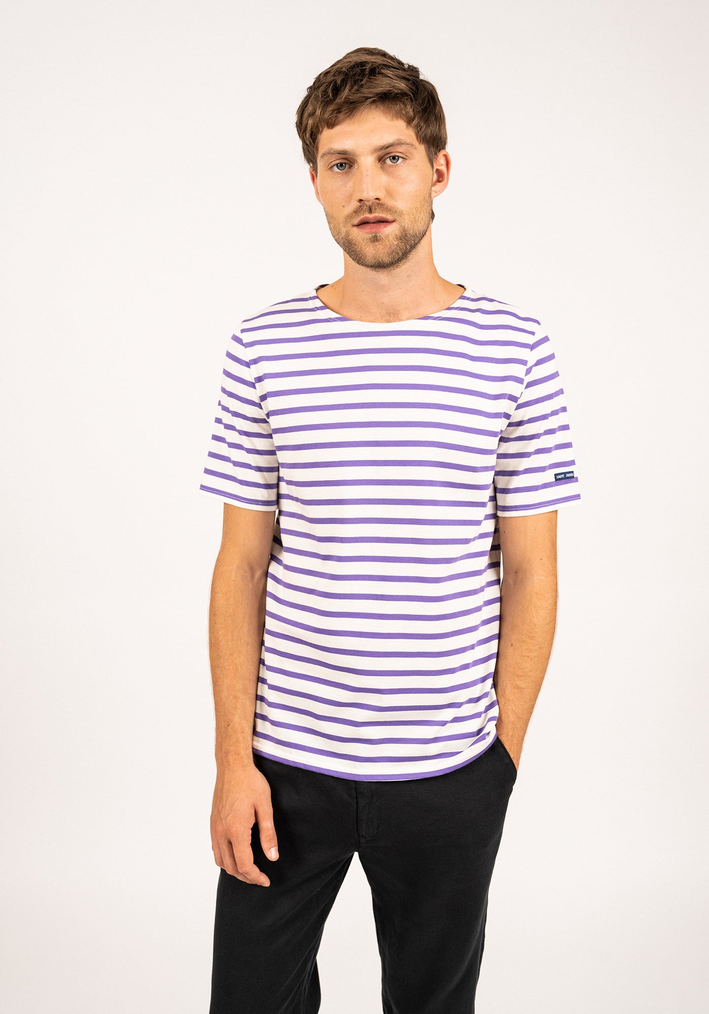 Levant Breton shirt (ECUME/VIOLET)