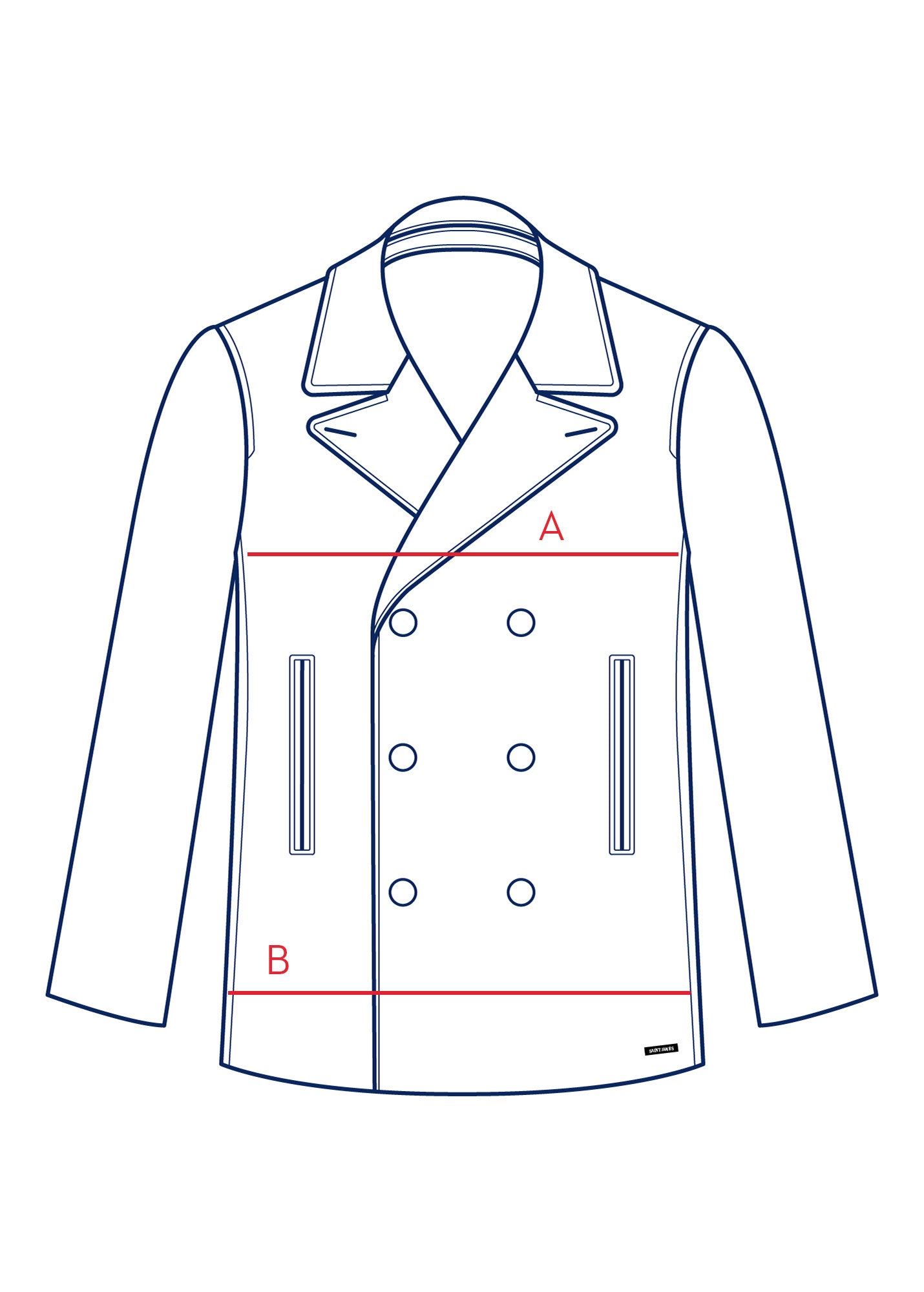 Héritage peacoat for men in Merino wool SAINT JAMES x Atelier