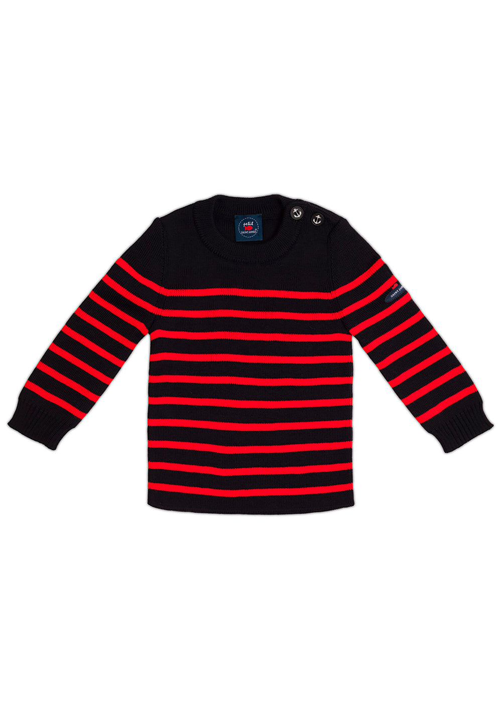 Moussaillon striped sailor jumper for babies - in blended wool (NAVY/ROUGE)